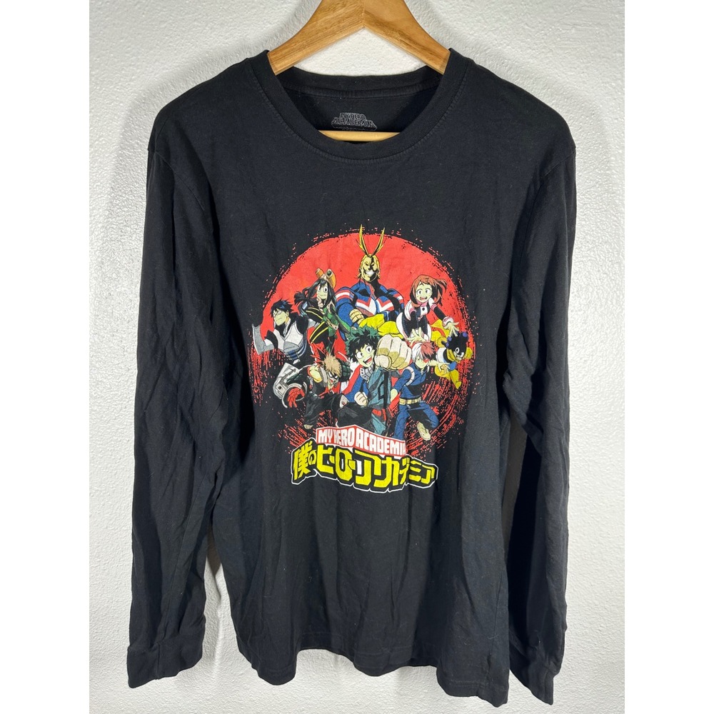 My Hero Academia Long Sleeve Shirt Mens L Black Graphic Anime Funimation Cotton